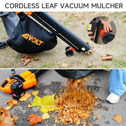 (New Open Box) AIVOLT Cordless Leaf Vacuum Blower Mulcher with Battery and Charger, 2 * 4.0Ah Battery Powered Leaf Vacuum with 40L Bag, 160MPH Air Speed, 4 Speed Modes, Suitable for Lawn Care Yard Cleaning