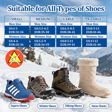GT30 Light Ice Snow Grips Cleat Crampons Over Shoe Boot Traction Cleat Slip-on Stretch Footwear (Small)