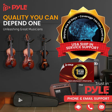 Pyle 1/2 Size 20" Student Grade Violin Starter Kit with Travel Case & Bow
