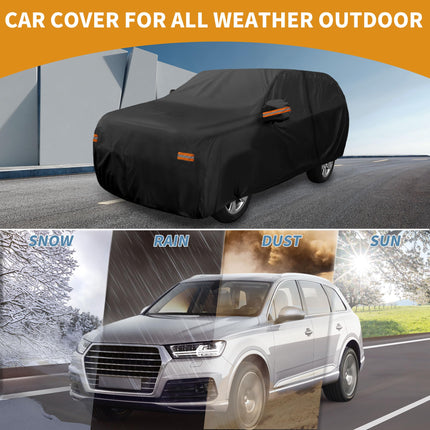 Partuto Waterproof All Weather Sun Rain Protection Full Exterior Cover for Chevrolet Tahoe Black with Left Side Zippers