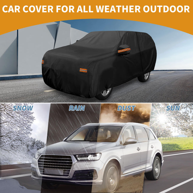 Partuto Waterproof All Weather Sun Rain Protection Full Exterior Cover for Chevrolet Tahoe Black with Left Side Zippers