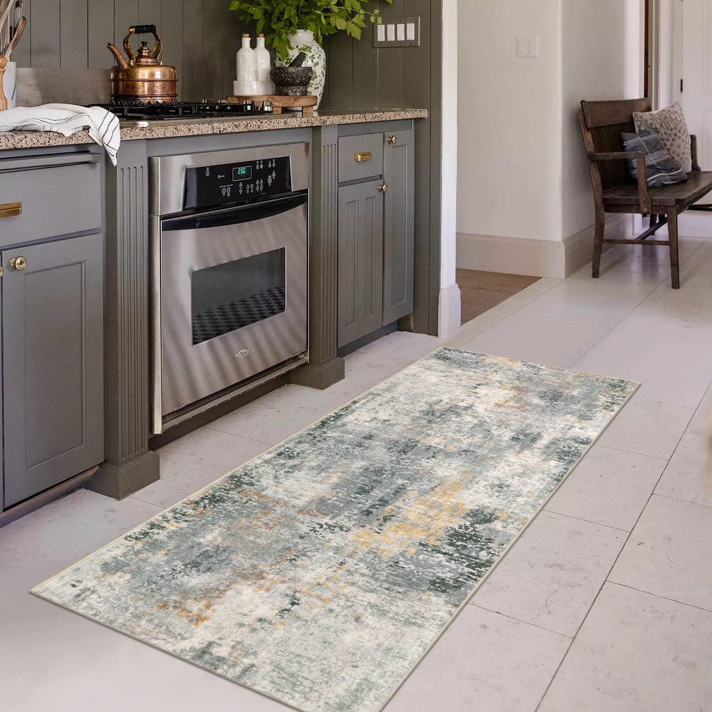 Lahome Modern Abstract Runner Rug - 2x6' Gray Washable Runners for Hallways Rugs for Living Room, Soft Non-Slip Contemporary Indoor Accent Laundry Room Carpet Runner for Gift Entryway Bedroom Door