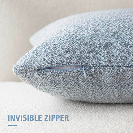 Foindtower 20 x 20" Pack of 2 Textured Boucle Throw Accent Solid Cozy Woven Couch Cushion Case for Chair Sofa, Light Blue X0040V6ZY1