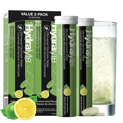 Hydralyte Lemon Lime Flavored Electrolytes | Pre-Workout and Post-Workout Hydration Solution to Enhance Performance and Maximize Recovery | (2 Tablets per Serving, 40 Count)