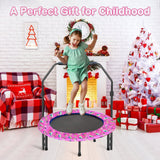 36'' Mini Trampoline for Kids With Adjustable Handle and Safety Padded Cover - Foldable Indoor & Outdoor Rebounder for Toddler Play and Exercise