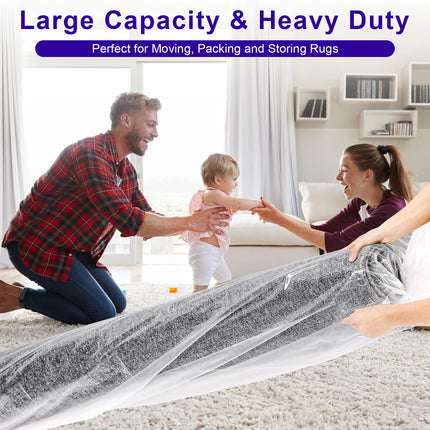 Xsourcer Rug Storage Bag, Fit for Rolled Rug up to 9'x 12', Large Plastic Rug Bag Clear Carpet Runner Bag Perfect for Rug Storage/Moving/Packing/Shipping and Other Foldable Large Objects