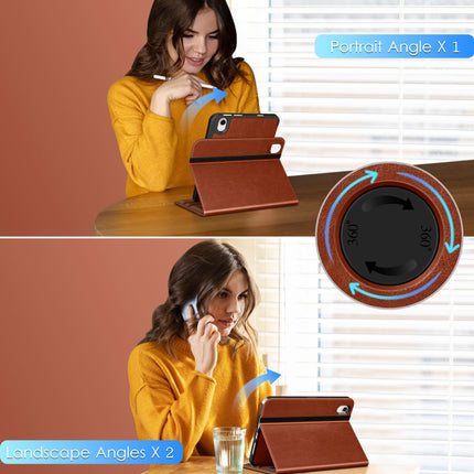 DTTO Rotating Case for iPad mini 7(A17 Pro) 2024 / iPad mini 6 2021, 360 Degree Swiveling Premium Leather Folio Stand Cover with Pencil Holder for iPad mini 7th/6th Generation 8.3'', Brown