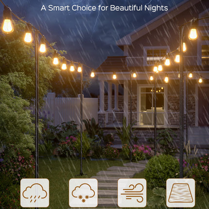 JACKYLED 4 Pack 10Ft String Light Poles,Light Poles for Outdoors with Fence Brackets,Outdoor Light Poles for Hanging String Lights,Metal Poles Stand for Deck Patio Backyard