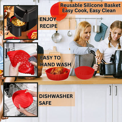 PERFECT GLAMOUR 4PCS Reusable Air Fryer Liners Silicone - 6.5, 7.5, 8.5 inches Non-Stick Silicone Air Fryer Pots - Eco-Friendly & Food Grade Air Fryer Accessories - Replacement for Disposable Parchment Paper Liner