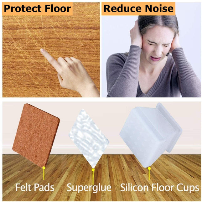 FANIMAL 24 PCS Silicone Chair Legs Caps Protectors for Hardwood Floors, Furniture Silicone Protection Cover with Anti-Slip Felt Pads, Small Fit 0.75-1.46IN(19-36MM)