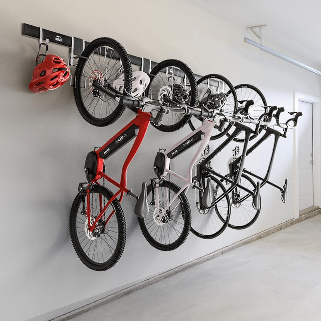 Borgen bike wall mount for 4 Bikes with Accessories