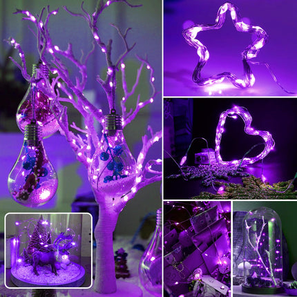Aogist 24 Pack Purple LED Fairy Lights, Twinkle Firefly Lights, 3 Speed Modes 7 Feet Mini Battery Operated String Lights for Mason Jar DIY Wedding Party Christmas Decoration