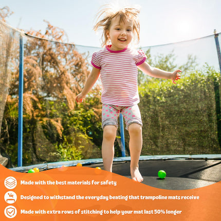 F FINEC Trampoline Mat Fits 12 Feet Frame, Not 12ft Diameter Mat, Trampoline mat 12ft with 72 Rings, UV Sun Protective 12ft Trampoline Replacement Mat w/Pull Hook