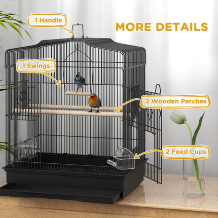 (New Open Box) PawHut 23" Large Bird Cage with Accessories, Handle, Black
