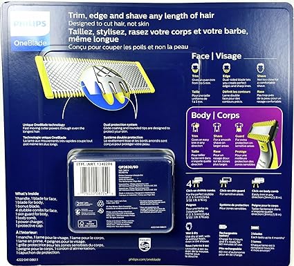 Philips Norelco OneBlade Face + Body Hybrid Electric Trimmer and Shaver (Value Bundle w/ 3 Blades, 4 Stubble Combs, Skin Guard, Body Comb) QP2630/60 LIKE NEW