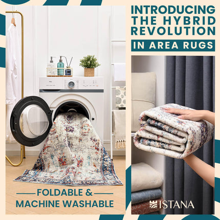Istana Living Room Rugs 8x10 - Multi Colored Bedroom Rug 8x10 Under Bed - Foldable Rugs 8 X 10 Living Room - Stain Resistant Modern Rug - Eco-Friendly Luxe Weavers Colorful Area Rugs