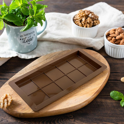 Qancekoo 2 PCS Dubai Chocolate Bar Molds with Spatulas, Flexible Silicone Chocolate Mold Candy Bar Mold for DIY Baking (Brown)