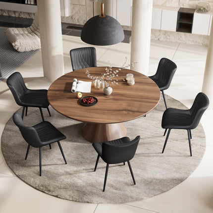 YOUTASTE Black Dining Chairs Set of 2, Mid-Century Modern Faux Leather Upholstered Kitchen Chairs with Metal Legs, Supports 300 lbs, Comfortable Accent Chairs for Living Room, Bedroom