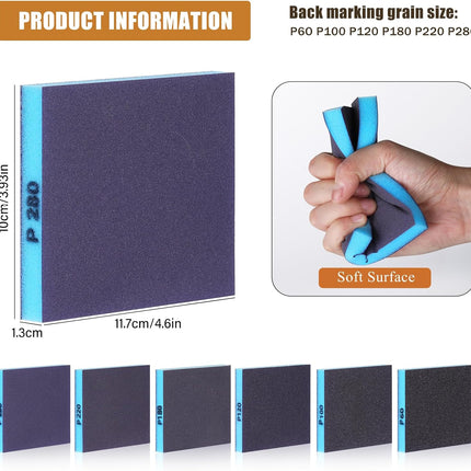 18 Pc 60-280 Sanding Sponge Pads Kit Ultra Fine Sanding Sponges Reusable Sanding Pads Wet Dry Super Soft Foam Sand Block Sandpaper Sponge