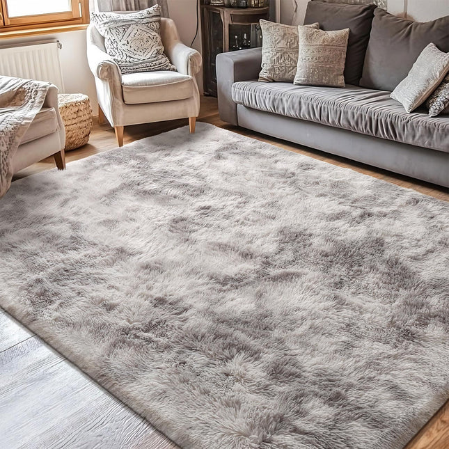 Cinknots Area Rugs Fluffy Carpet Modern Living Room Bedroom Nursery Dorm Soft Non-Slip Carpet Large Modern Indoor Shaggy Carpet Room Home Décor (Grey White, 3.9'x 5.2'（120 * 160cm）)