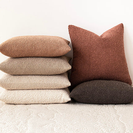Foindtower 18x18" Pack of 2 Textured Boucle Throw Accent Solid Cozy Soft Decorative Couch Cushion Case for Chair Sofa, Dusty Orange Hazel X0048OPS4X