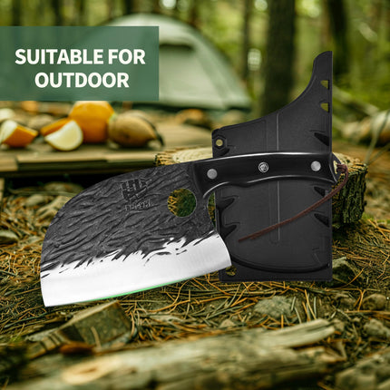 FULLHI Butcher Full Tang Serbian Chef Knife with Guard, X004CFTEGL