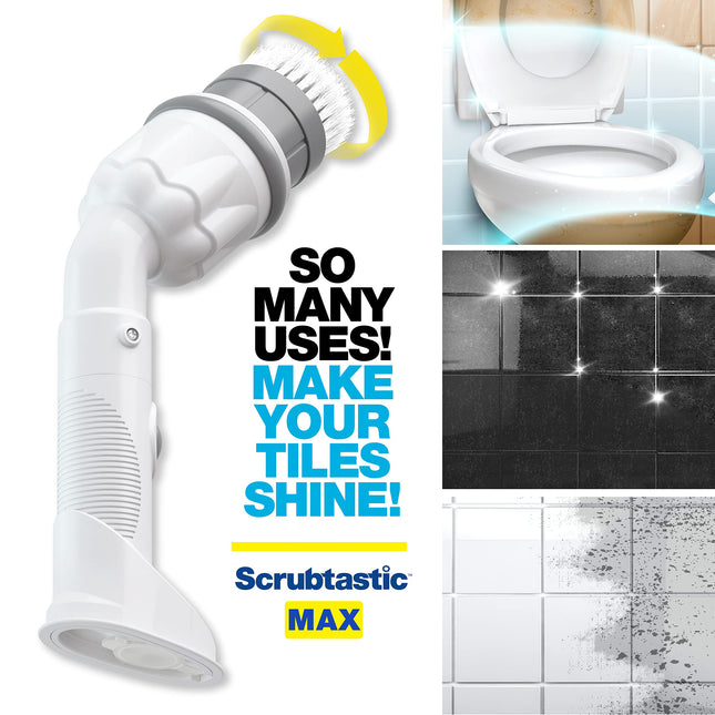 Scrubtastic Max Handheld Electric Spin Scrubber for Bathroom and More, Electric Scrubber, Shower Scrubber, Power Scrubber for Bathroom Cleaner Brush, Electric Cleaning Brush, Bathroom Scrubber