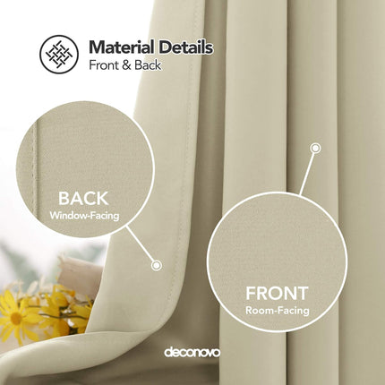 Deconovo Blackout Curtains,1 Panel, Beige, 52 W x 95 L Inch Long Curtain, Nursery