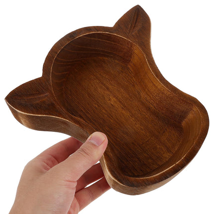 CATIEBYE Wooden Cow Head Serving Dish, Functional Fruit and Nut Tray for Household and Celebration Use