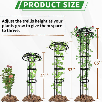 SORANGEUN 165cm Garden Trellis for Climbing Plants, Mushroom Plant Trellis for Potted Plants, Outdoor Heavy-Duty Obelisk Trellis for Cucumber, Tomato, Grape, Rose, Pea, Vine, Bean, Clematis, Zucchini