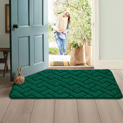 Walensee Indoor Doormat, Front Door Mat for Entrance (90×150cm Green) Machine Washable Entryway Rug, Non Slip Trapper Door Rugs Absorbent Dirt Low Profile Shoes Scraper Inside Floor Mats for Entry…