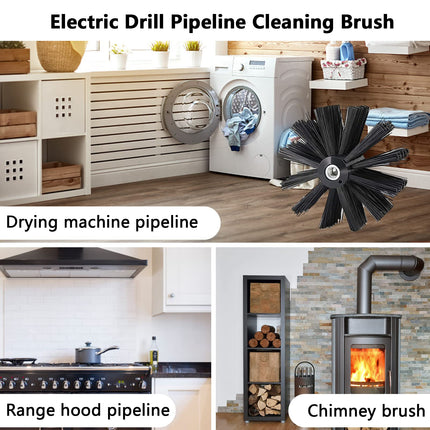 Yisowy Chimney Cleaning Brush Kit, Chimney Sweep Kit with Extension Flexible 23 Nylon Rods Dryer Vent Cleaner Kit, Fireplace Chimney Brushes, Chimney Sweeping Tool with 2 Synthetic Brush Heads