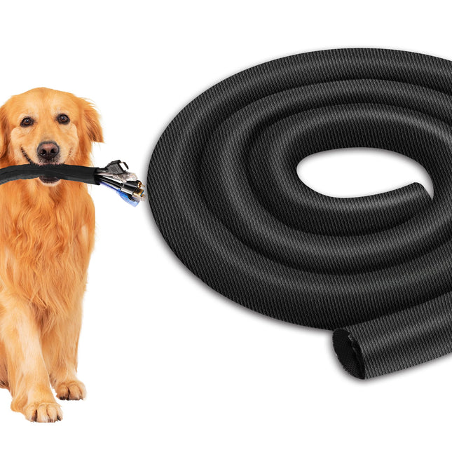 YCLYC  8.2ft,  1/4" Cable Management Sleeve Cable Wrap Cord Covers for Pets, Easy Install Cable Sleeves Cord Management, Flexible, Black Cable Covers