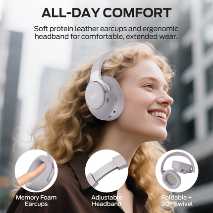 Monster Persona 5th ANC-Wireless Bluetooth Over-Ear Headphones with Microphone, 70H Playtime, Bluetooth 6.0, Comfortable and Foldable Design(Purple)