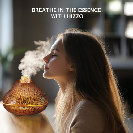 HIIZO A18 Aroma Ultrasonic Essential Oil Diffuser with LED Flame Light,  Crackle Colour
