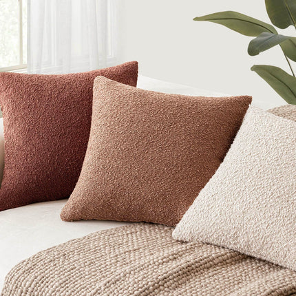 Foindtower 18x18" Pack of 2 Textured Boucle Throw Accent Solid Cozy Soft Decorative Couch Cushion Case for Chair Sofa, Dusty Orange Hazel X0048OPS4X