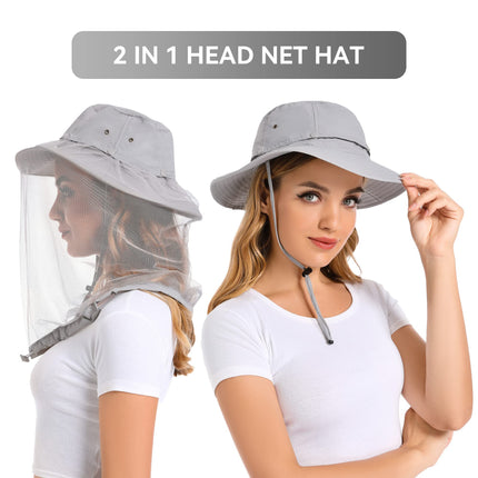 Tibeha Unisex UPF 50+ Mosquito Head and Bug Net Hat, Sun Protection