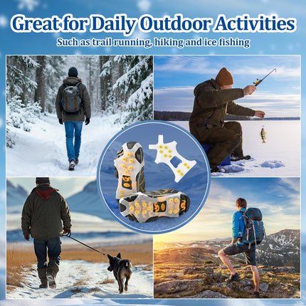 GT30 Light Ice Snow Grips Cleat Crampons Over Shoe Boot Traction Cleat Slip-on Stretch Footwear (Small)