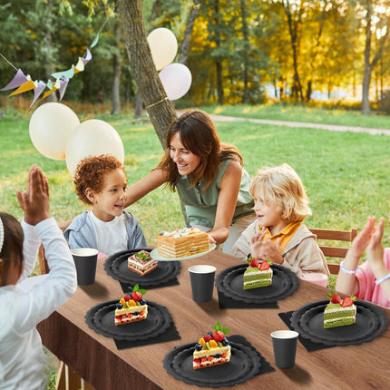 LASLU 168 PIECES Tableware Set, BLACK for Weddings, Parties, Birthdays etc etc