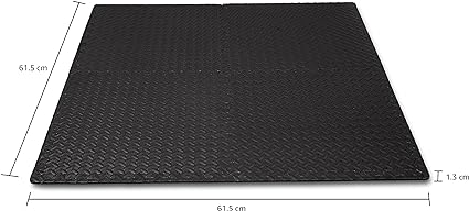 Amazon Basics Foam Interlocking Exercise Gym Floor Mat Tiles - 6-Pack, 24 x 24 x .5 Inch Tiles (24 sqft)