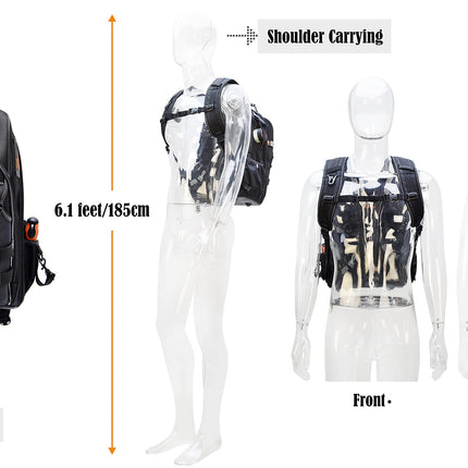 66-Pockets Tool Bag, Heavy-Duty Jobsite back pack for electricians, construction, men