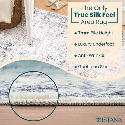 Istana Rugs 8x10 - Navy Area Rug - 8x10 Carpet - Stain Resistant Area Rugs for Bedroom - Foldable Eco-Friendly Washable Area Rug for Living Room