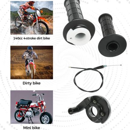 iolory Motorcycle Throttle Cable Kit,Mini Bike Replacement Accessories Throttle Assembly,Motorcycle Handlebar Grips with Twist Throttle & 47" Throttle Cables,Suitable for Motorcycles,Mini Bikes, ATVs