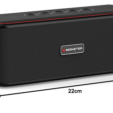 Monster Shock Plus Bluetooth Speaker, Portable Speaker with 40W Loud Stereo Sound, Bluetooth 6.0, TWS Pairing, 20H Playtime,Support AUX/TF Card, IPX6 Waterproof Wireless Speakers for Travel,Home,Party