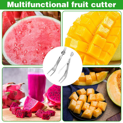 2Pcs Watermelon Cutter, Stainless Steel Watermelon Slicer 3-in-1 Fruit Slicer Portable for Home Party Watermelon Cutter Slicer Tool, Thicken Stainless Steel Fruit Cutter Watermelon Slicer Cutter Tool