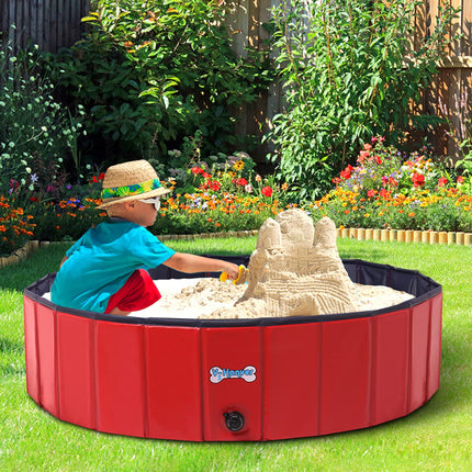 V-HANVER Dog Pool Pets Bathing Tub Plastic Wading Kiddie Pool for Medium and Large Dogs Kids - Portable Foldable Collapsible, 95 X 12 inch