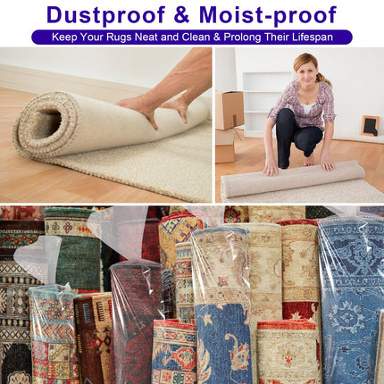 Xsourcer Rug Storage Bag, Fit for Rolled Rug up to 9'x 12', Large Plastic Rug Bag Clear Carpet Runner Bag Perfect for Rug Storage/Moving/Packing/Shipping and Other Foldable Large Objects