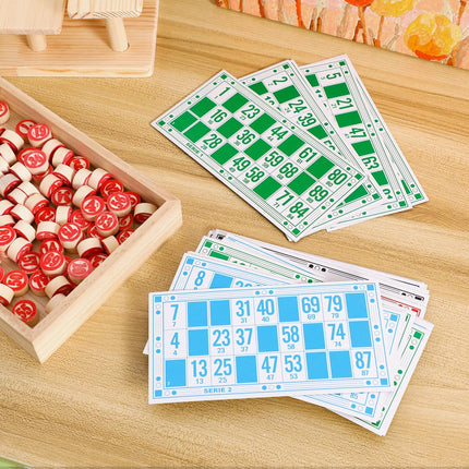 Kisangel Russian Bingos Chess Toy Educational Logical Game with 48 Cards 90 Pieces Portable Lightweight Bingo Set for Kids Family Hand-Eye Coordination Concentration Training