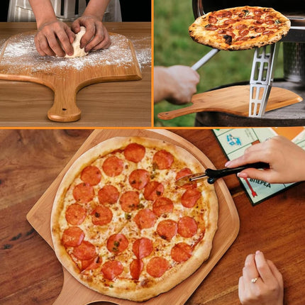 AOKID Lightweight Smooth Wooden Pizza Paddle and Serving Board for Baking Pizza, Bread, Cutting Fruit, Vegetables