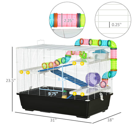 (New Open Box) PawHut Large Hamster Cage for Gerbil Hamster 31" L x 18" W x 23.5" H Black